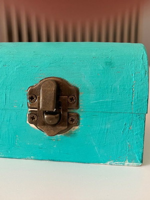 Wooden box painted turquoise like new