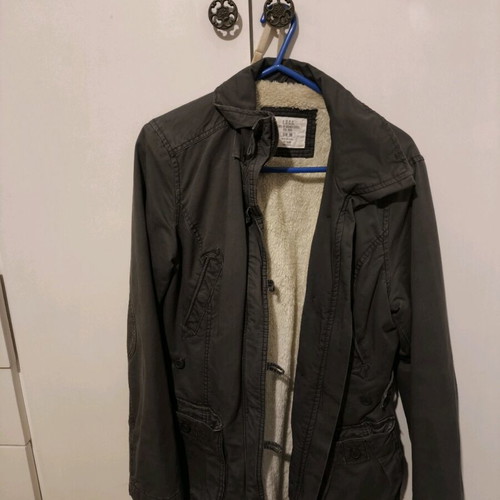 Jacket with fur lining like new, gray, size 38 (M)