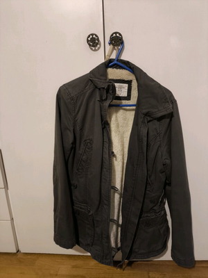 Jacket with fur lining like new, gray, size 38 (M)