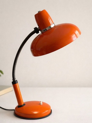 Vintage table lamp 58 cm 1970s space age orange used, collectible design
