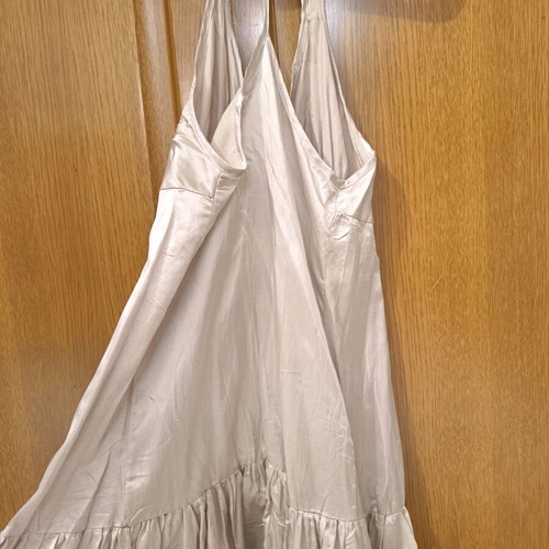 Mini satin women's formal dress silver like new with zipper and hood