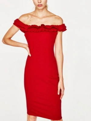 Red Zara Trafaluc dress like new, size S