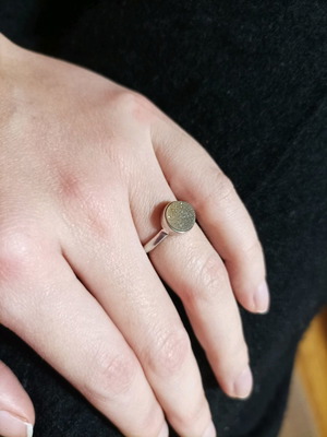Silver S925 ring used Gregio with gray khaki stone