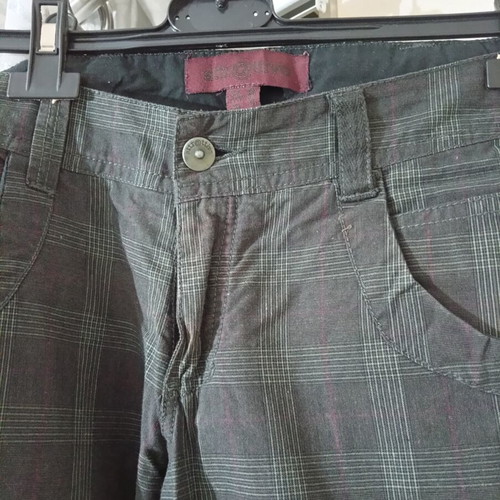 Attrattivo women's fabric pants used, plaid, slim fit, low rise