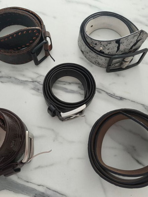 Leather belts used, pack of 5 with branded styles