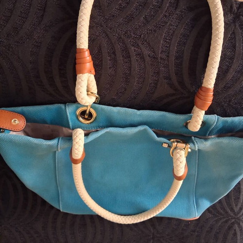 Michael Kors blue canvas shoulder bag