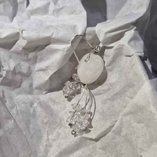 Silver 925 white earrings with crystals