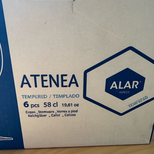 Atenea set of 6 unbreakable 58cl stemmed glasses new
