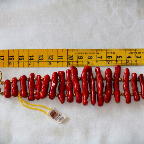Coral bracelet new with 22K gold-plated clasp by Indico jewels