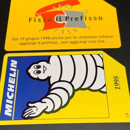 Telecom Italia Michelin 1998 L.5000 phone cards used, pack of 2