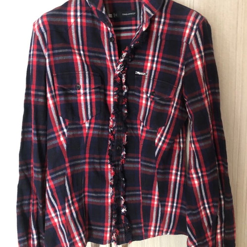 Dsquared2 cotton checked shirt used, size S/M, red