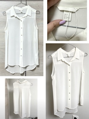 H&M White Chiffon See-Through Sleeveless Shirt New