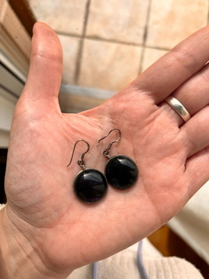 Earrings used, small cute, black round