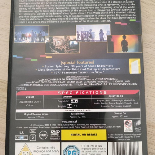 Close Encounters of the Third Kind DVD used without Greek subtitles