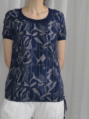 Marks & Spencer Autograph Weekend Navy Printed Drawstring Top size UK 8 like new