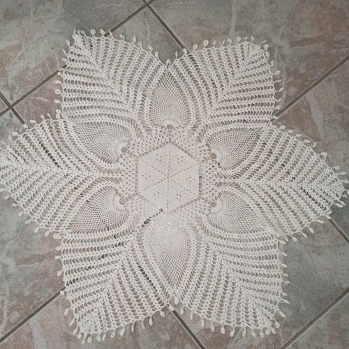 Handmade knitted vintage tablecloth doily like new