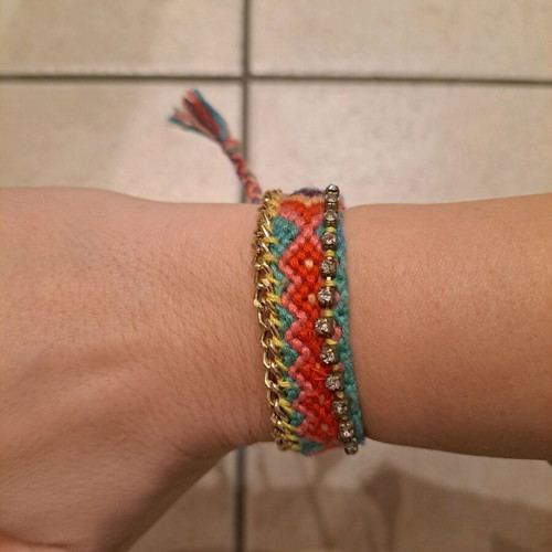 Ethnic bracelet handmade, like new, multicolored and gold