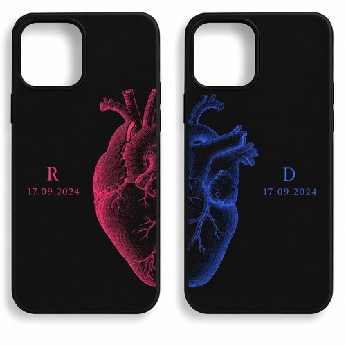 Phone cases for couples new, personalized with initials and date