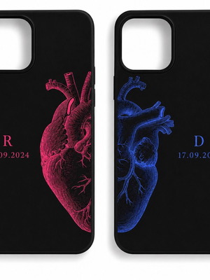 Phone cases for couples new, personalized with initials and date