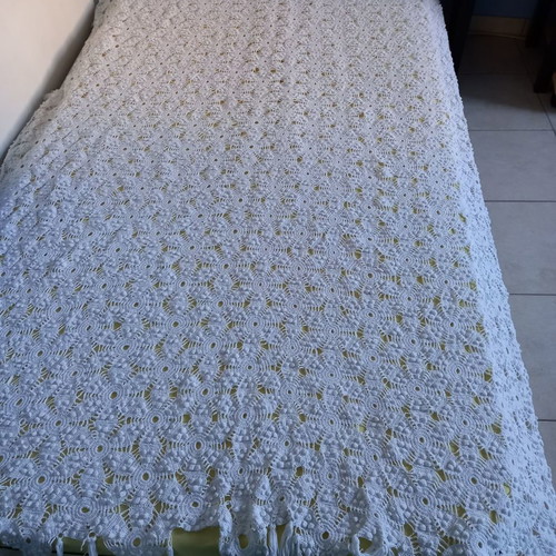 Single knitted summer blanket white handmade new