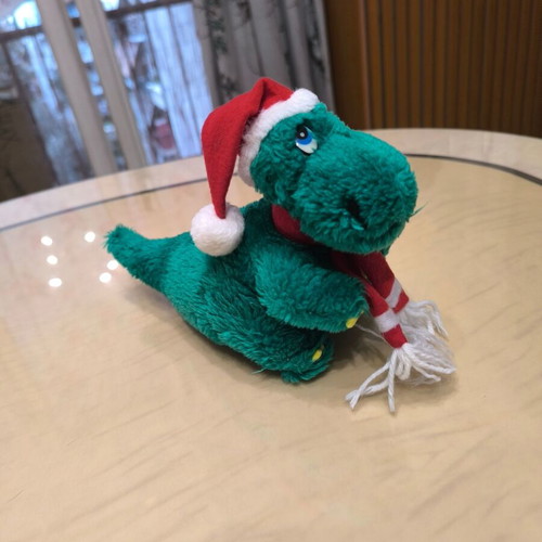 Plush Green Dinosaur with Scarf like new, children's toy