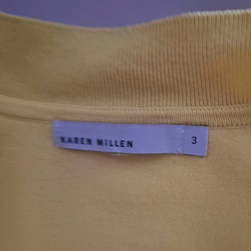 Karen Millen knitted jacket used, yellow with silver buttons
