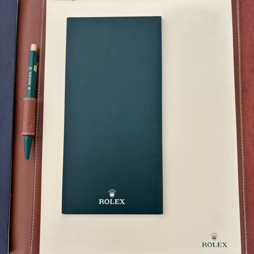 Vintage Rolex Leather Portfolio travel notes with Rolex pen like new