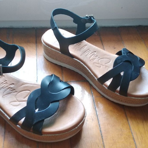 Oh My Sandals leather platform sandals, size 36, black