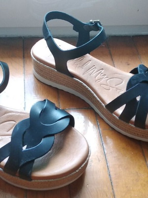 Oh My Sandals leather platform sandals, size 36, black