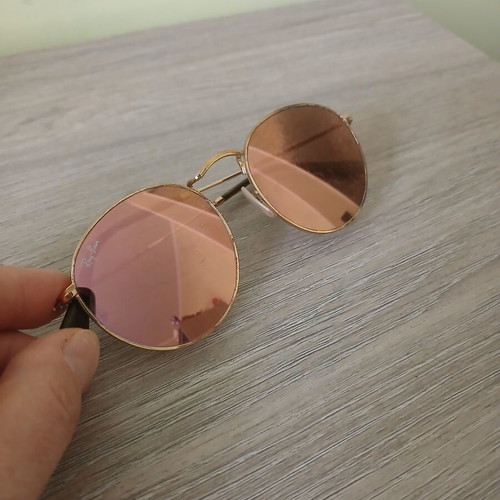 Ray-Ban sunglasses used, pink and gold with scratches