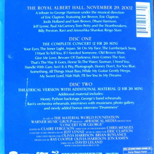 Concert for George Blu-ray like new, Royal Albert Hall 2002