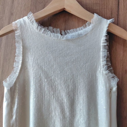 Marasil girls' dress like new, white with sequins and tulle details, size 8