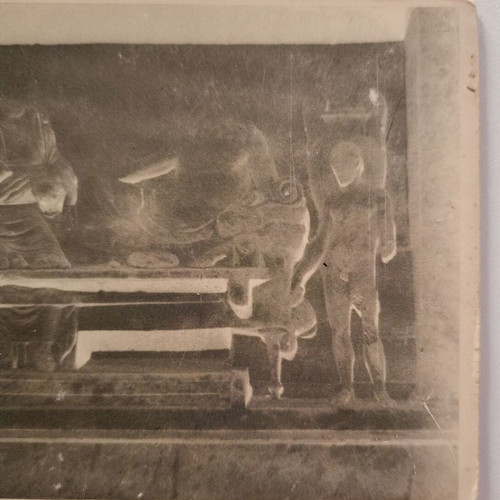 Postcard Kavala Museum Scene of the Funeral Banquet 4th Century BC used, black and white