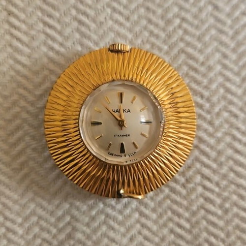 Chaika pendant watch vintage, used, white and gold