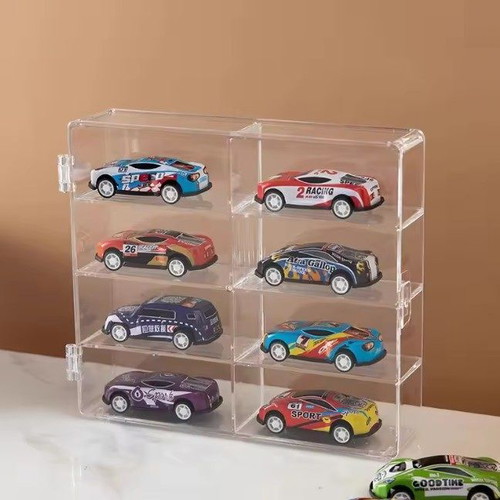Clear Display Shelf 1:64 Transparent Collection Box for Die Cast Cars 8 Slots New