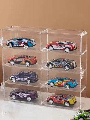 Clear Display Shelf 1:64 Transparent Collection Box for Die Cast Cars 8 Slots New