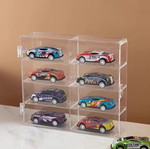 Clear Display Shelf 1:64 Transparent Collection Box for Die Cast Cars 8 Slots New