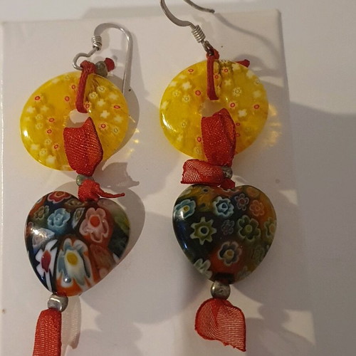 Handmade Murano earrings used with silver clasp
