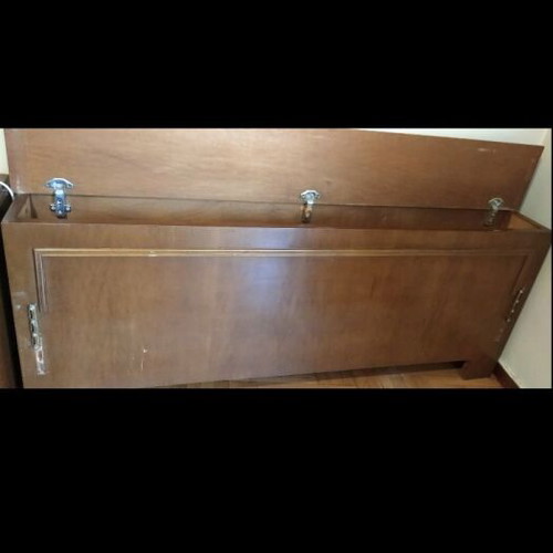 Wooden double bed used 220x158 cm with storage headboard