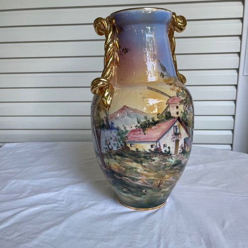 Italian porcelain vase antique used, hand-painted
