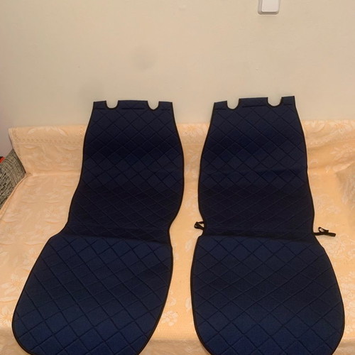 Quilted dark blue car seat covers new, cotton, set of 2