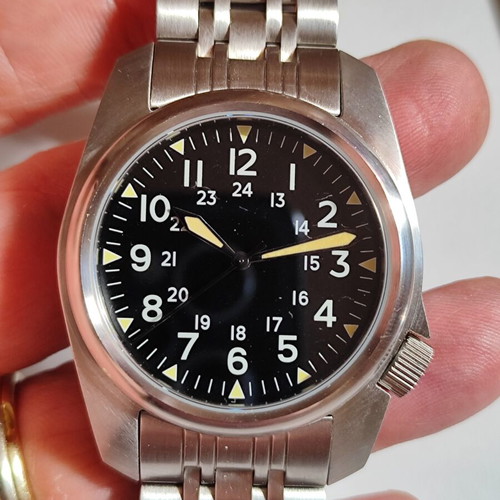 Military style wristwatch, stainless steel, waterproof 100m