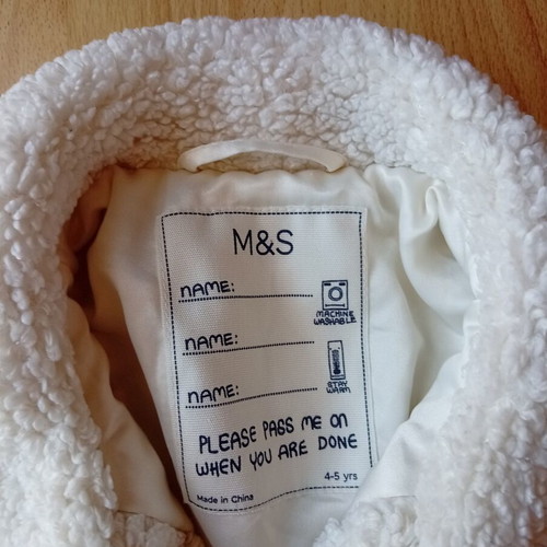 Marks & Spencer Girls' Bouclé Jacket 5 Years 110 cm Like New White