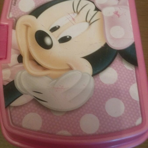 Tupperware bottle and Disney food container used, gift plastic fork