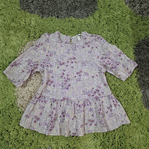 H&M Floral Romantic Peplum Blouse Size S New
