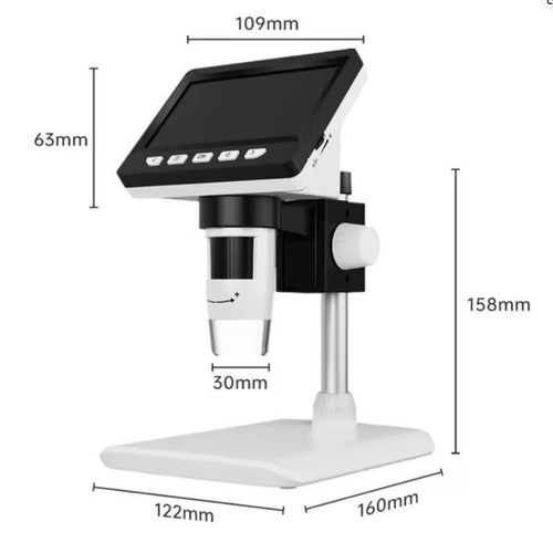 Digital Microscope with 4.3" LCD Display, Rechargeable Battery and USB Connection