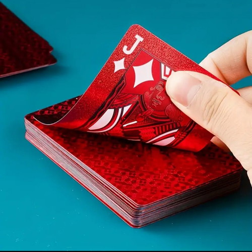 Red plastic waterproof non-slip playing cards new