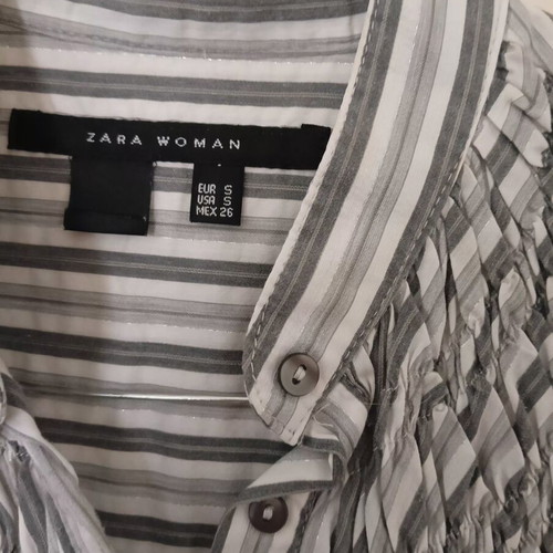 Zara Woman striped shirt, small, white and grey