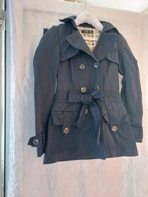 Καπαρντίνα Zara μεταχειρισμένη μπλε σκούρο με αποσπώμενη κουκούλα