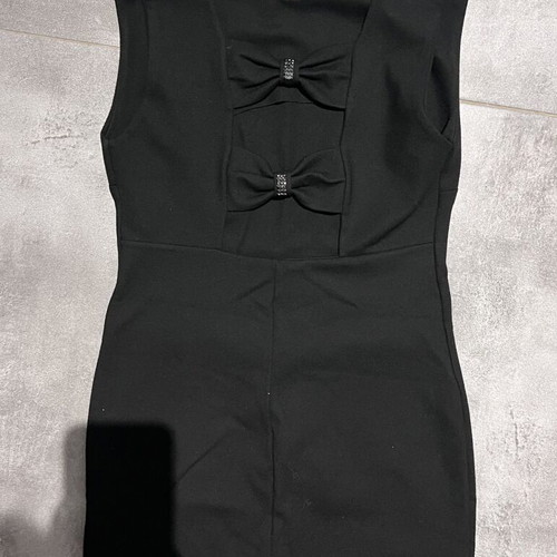 Black mini dress with bows and strass on back, like new